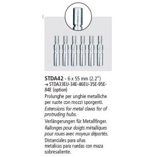 Satz 6 Metallfingerverlängerungen für Räder mit aussenstehenden Naben. für STDA33EU-34E (standard) und STDA46EU-35E-95E, RAVAGLIOLI
