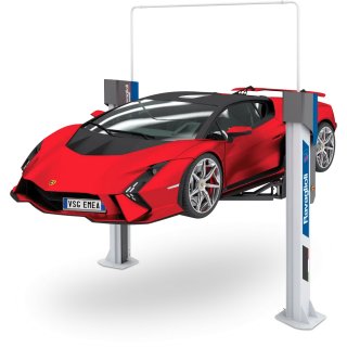 KPX35LLE Tragfähigkeit 3500 kg Säulen: symmetrisch Säulenabstand 2900-3000mm Arme für Sportwagen erste Stufe: 65mm; zweite Stufe: 50mm; Tragteller: 83mm min Steuerung mit Drucktasten Energie-Kit Teq-Link, RAVAGLIOLI