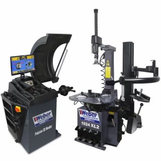 PKW Reifenmontiermaschine 1024-XL-2HP und Radwuchtmaschine Präzision-3D-Monitor, WEBER