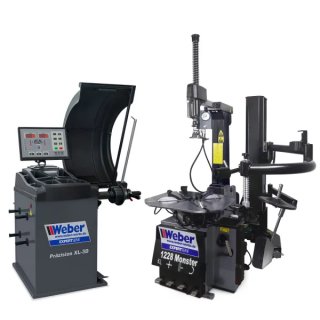 PKW Reifenmontiermaschine 1228 Monster und Radwuchtmaschine Präzision-XL 3D, WEBER