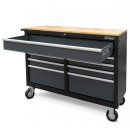 Mobiler Werkstattwagen mit 9 Schubladen und Holzarbeitsplatte grau, WEBER
