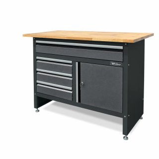 Werkbank mit 120 x 60 cm Holzarbeitsplatte, WEBER