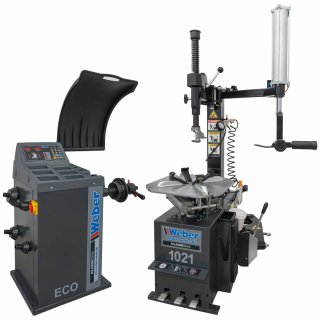 PKW Reifenmontiermaschine 1021 und Radwuchtmaschine "ECO" inkl. Hilfsmontagearm rechts, WEBER