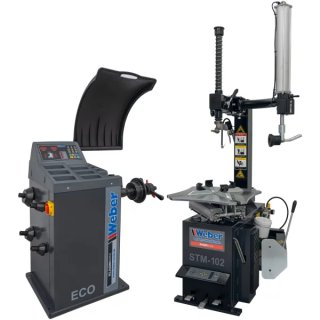 PKW Reifenmontiermaschine STM-102 und Radwuchtmaschine "ECO" inkl. Hilfsmontagearm rechts, WEBER