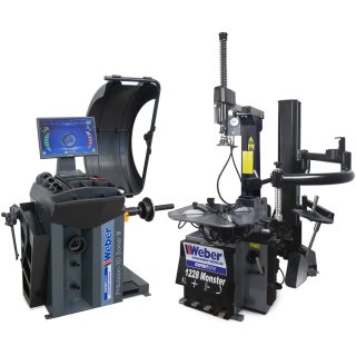 PKW Reifenmontiermaschine 1228 Monster HP und Radwuchtmaschine Präzision-3D Sonar III, WEBER