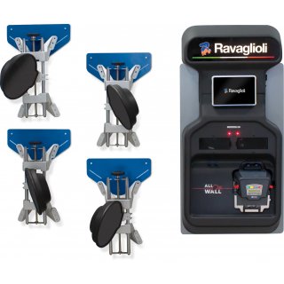 RAV3D2.0WALL.4S
3D-Achsmessgerät AllOnWall
Schmale zentrale Wandhalterung für Tablet und Messköpfe + separate Halterung für die Radklammern inklusive:
- hinterleuchtetem Ravaglioli-Logo auf der Oberseite
- Tablet 10, ausgestattet mit Haftmagneten, Gehäu