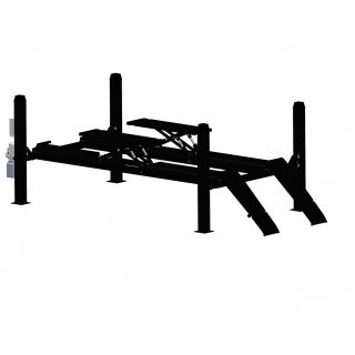 LHB-4.50-GS (LED), 4-Säulenbühne, Radfreiheber & LED-Beleuchtung, Schiebeplatten, Aussparung für Drehteller mit Füllstücke, LONGUS