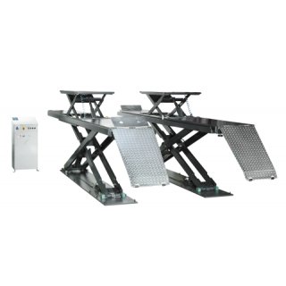 0.42 SN BE, Scherenhebebühne, Traglast 4.200 kg, Schienenlänge 4800mm, Bodenaufliegende Version 
mit Radfreiheber, CONSUL