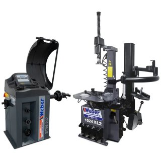 PKW Reifenmontiermaschine 1024-XL-2HP und Radwuchtmaschine STW-202 inkl. Hilfsmontagearm rechts, WEBER