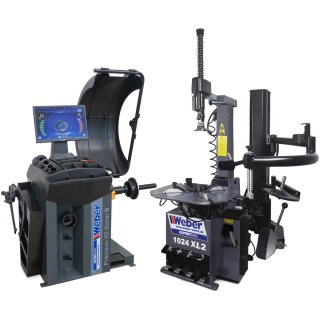 PKW Reifenmontiermaschine 1024-XL-2HP und Radwuchtmaschine Präzision-3D Sonar III, WEBER