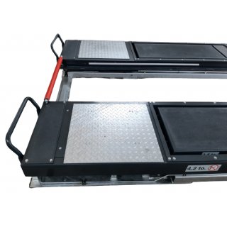 AUSLAUFMODELL!! Achsspieltester AST-Top-2F-Safelift (hydraulisch) Radlast 2 t, Beschreibung wie AST-Top-2W-Safelift, abweichend: - Plattenhöhe auf Fahrschienenebene,- Plattenhöhe auf Fahrschienenebene, SHERPA