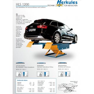 HLS1200, Einbauversion, Lackierbetrieb Hebeb&uuml;hne 2,5 t