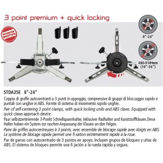 Selbstzentrierendes 3-Punkt Halterpaar mit Schnellspanner für Felgen von 8 bis 24 Reifendurchmesser 480÷910 mm Geeignet für STDA154 und STDA40., RAVAGLIOLI