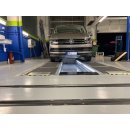 SHB-Safelift- 4.2, Scherenhebebühne mit 4.2 t Tragkraft, Fahrschienenlänge 4.4 m, Fahrschienen und Anbauteile anthrazit RAL 7016 pulverbeschichtet, Bodenwanne feuerverzinkt, (Überflur/Unterflur je nach Konfiguration) SHERPA