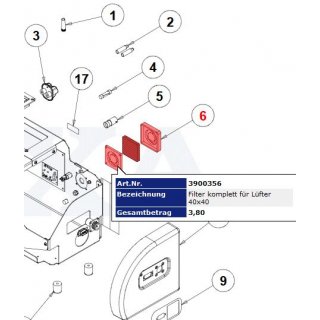 Filter komplett für Lüfter 40x40, Texa
