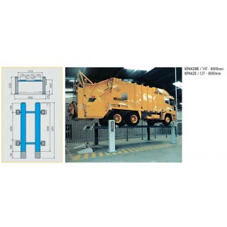 4-Säulen Hebebühne, elektromechanisch, 12.000 kg Fahrschiene 700 x 8.000 mm, RAVAGLIOLI