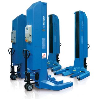 Elektrohydraulische Radgreiferanlagen, Tragkraft: 8500kg pro Säule, Satz 4 Säulen Erweiterbar auf 6 oder 8 Säulen Einstellbare Radgabeln für Räder von 500 mm bis 1200 mm, RAVAGLIOLI